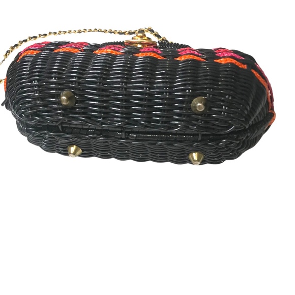 Vintage Woven Mini Top Handle Bag with Gold Chain Strap - Picture 9 of 15